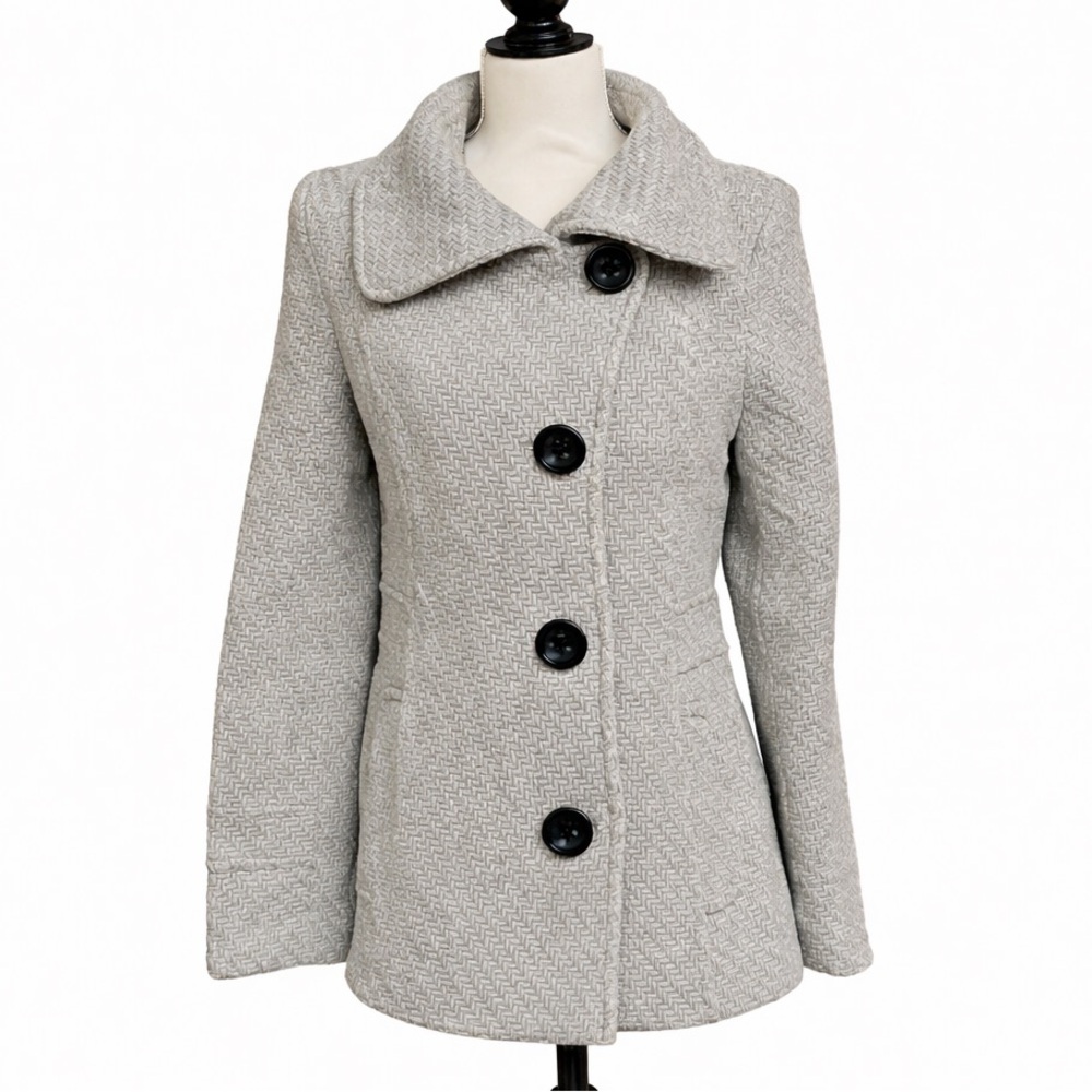 Steve by Searle Designer Gray Italian Wool Tailored Button Jacket Size 12